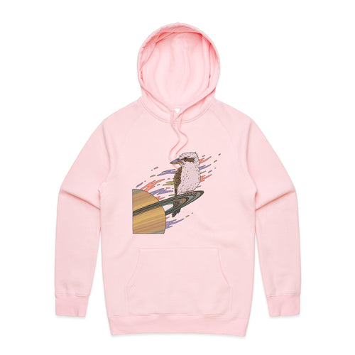 Space Kookaburra Hoodie by Lonely Kids Club. All clothing from our T-shirts to our shorts and hoodies are ethically made, and printed packed and shipped from Sydney.