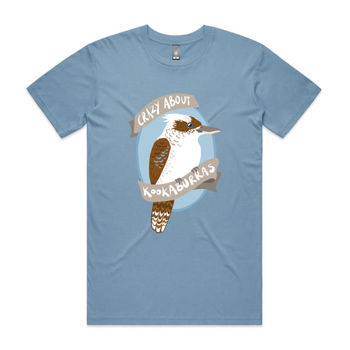 Crazy About Kookaburras Tee by Lonely Kids Club. All clothing from our T-shirts to our shorts and hoodies are ethically made, and printed packed and shipped from Sydney.