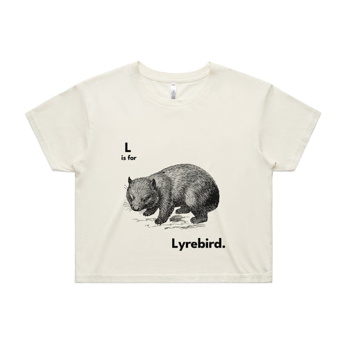 L Is For Lyrebird Tee by Lonely Kids Club. All clothing from our T-shirts to our shorts and hoodies are ethically made, and printed packed and shipped from Sydney.