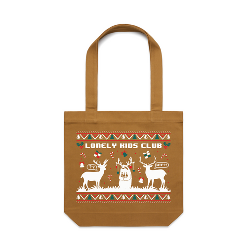 LKC Xmas Tote by Lonely Kids Club. All clothing from our T-shirts to our shorts and hoodies are ethically made, and printed packed and shipped from Sydney.