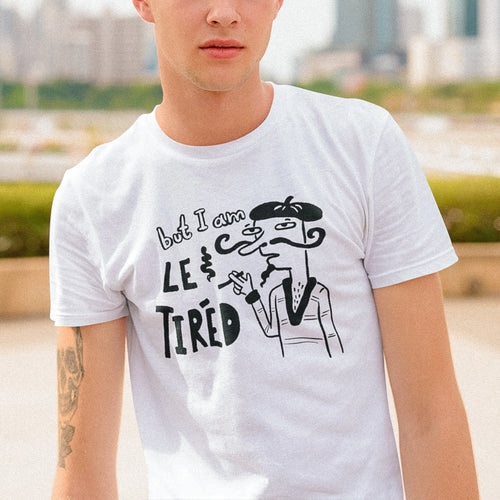 Le Tired Tee by Lonely Kids Club. All clothing from our T-shirts to our shorts and hoodies are ethically made, and printed packed and shipped from Sydney.