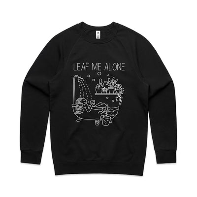 Leaf Me Alone Jumper by Lonely Kids Club. All clothing from our T-shirts to our shorts and hoodies are ethically made, and printed packed and shipped from Sydney.
