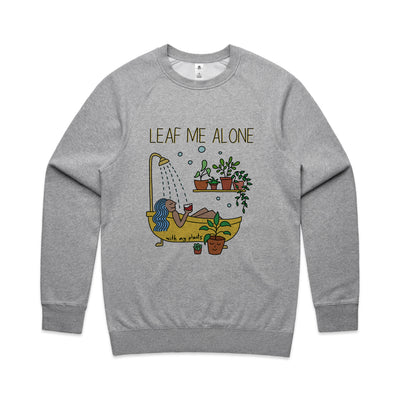 Leaf Me Alone Jumper by Lonely Kids Club. All clothing from our T-shirts to our shorts and hoodies are ethically made, and printed packed and shipped from Sydney.