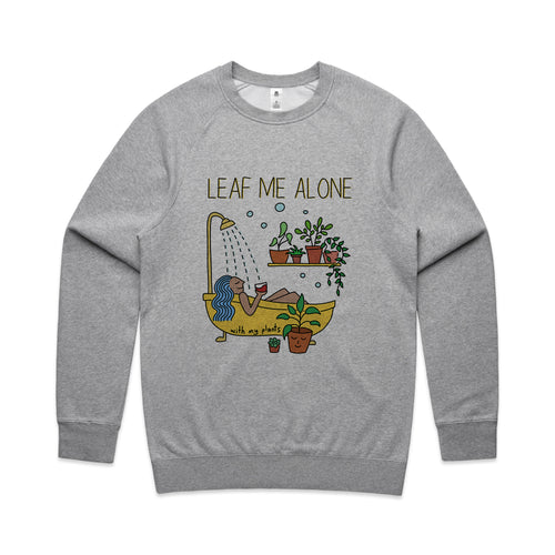 Leaf Me Alone Jumper by Lonely Kids Club. All clothing from our T-shirts to our shorts and hoodies are ethically made, and printed packed and shipped from Sydney.