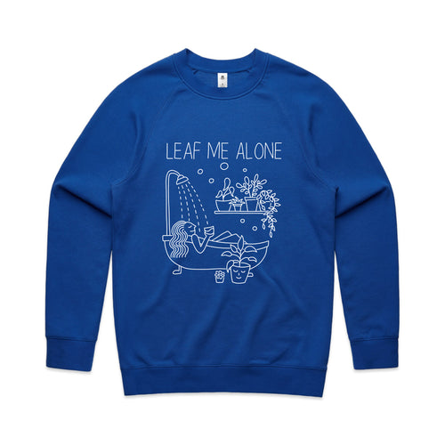 Leaf Me Alone Jumper by Lonely Kids Club. All clothing from our T-shirts to our shorts and hoodies are ethically made, and printed packed and shipped from Sydney.