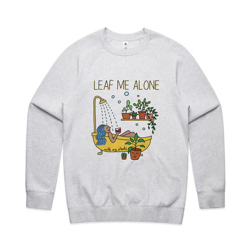 Leaf Me Alone Jumper by Lonely Kids Club. All clothing from our T-shirts to our shorts and hoodies are ethically made, and printed packed and shipped from Sydney.