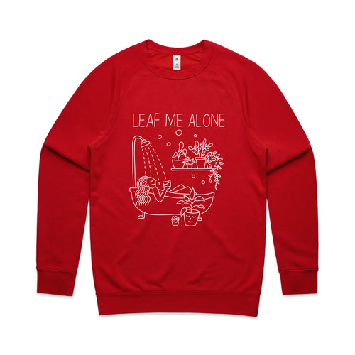 Leaf Me Alone Jumper by Lonely Kids Club. All clothing from our T-shirts to our shorts and hoodies are ethically made, and printed packed and shipped from Sydney.