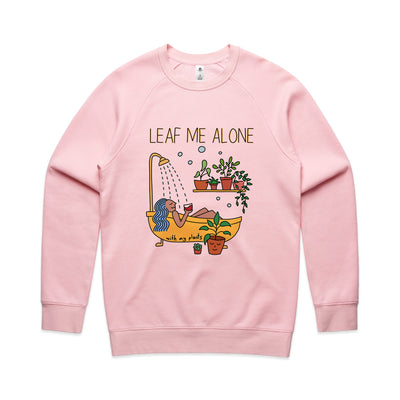 Leaf Me Alone Jumper by Lonely Kids Club. All clothing from our T-shirts to our shorts and hoodies are ethically made, and printed packed and shipped from Sydney.