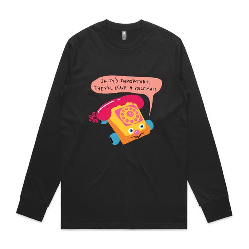 Leave A Voicemail Tee by Lonely Kids Club. All clothing from our T-shirts to our shorts and hoodies are ethically made, and printed packed and shipped from Sydney.