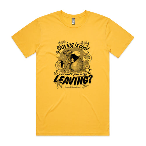 Leaving Rat Tee by Lonely Kids Club. All clothing from our T-shirts to our shorts and hoodies are ethically made, and printed packed and shipped from Sydney.