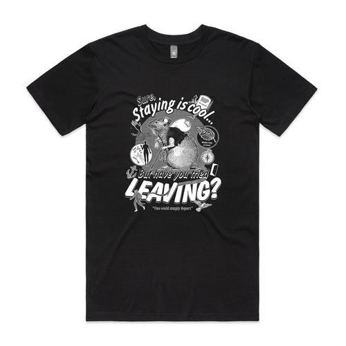 Leaving Rat Tee by Lonely Kids Club. All clothing from our T-shirts to our shorts and hoodies are ethically made, and printed packed and shipped from Sydney.