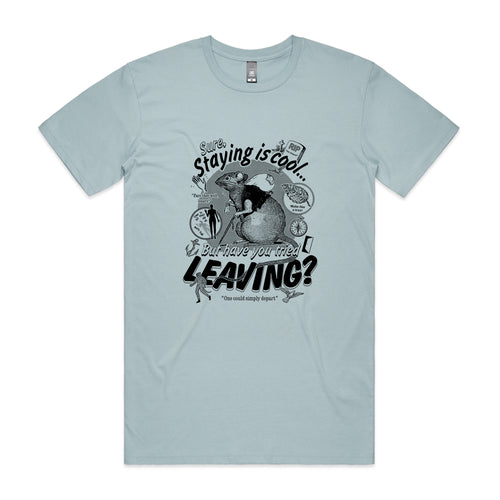 Leaving Rat Tee by Lonely Kids Club. All clothing from our T-shirts to our shorts and hoodies are ethically made, and printed packed and shipped from Sydney.