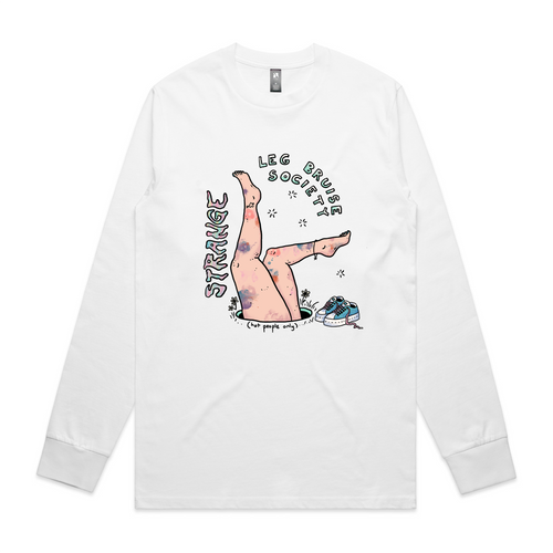 Leg Bruise (Hot People) Tee by Lonely Kids Club. All clothing from our T-shirts to our shorts and hoodies are ethically made, and printed packed and shipped from Sydney.