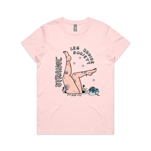 Leg Bruise (Hot People) Tee by Lonely Kids Club. All clothing from our T-shirts to our shorts and hoodies are ethically made, and printed packed and shipped from Sydney.