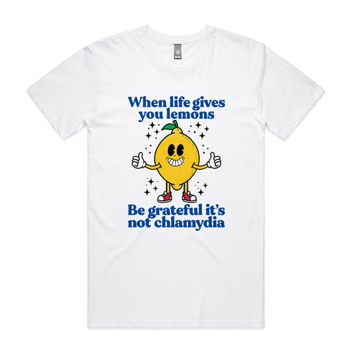 Life Gives You Lemons Tee by Lonely Kids Club. All clothing from our T-shirts to our shorts and hoodies are ethically made, and printed packed and shipped from Sydney.