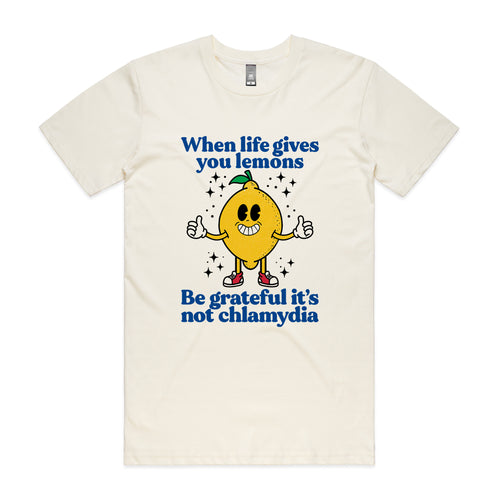 Life Gives You Lemons Tee by Lonely Kids Club. All clothing from our T-shirts to our shorts and hoodies are ethically made, and printed packed and shipped from Sydney.