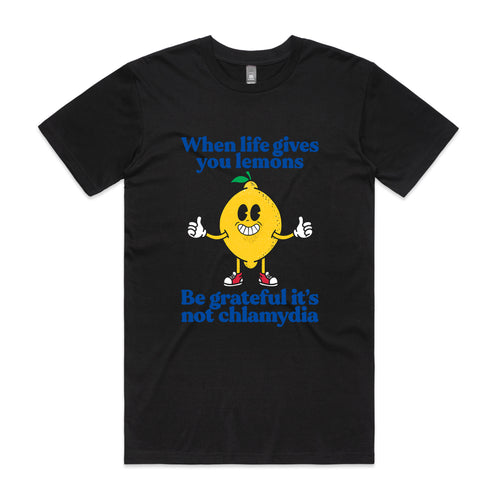 Life Gives You Lemons Tee by Lonely Kids Club. All clothing from our T-shirts to our shorts and hoodies are ethically made, and printed packed and shipped from Sydney.