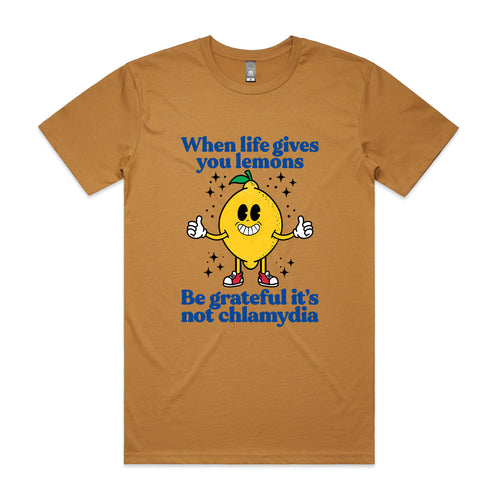 Life Gives You Lemons Tee by Lonely Kids Club. All clothing from our T-shirts to our shorts and hoodies are ethically made, and printed packed and shipped from Sydney.