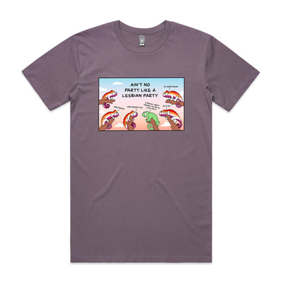 Lesbian Party Tee by Lonely Kids Club. All clothing from our T-shirts to our shorts and hoodies are ethically made, and printed packed and shipped from Sydney.