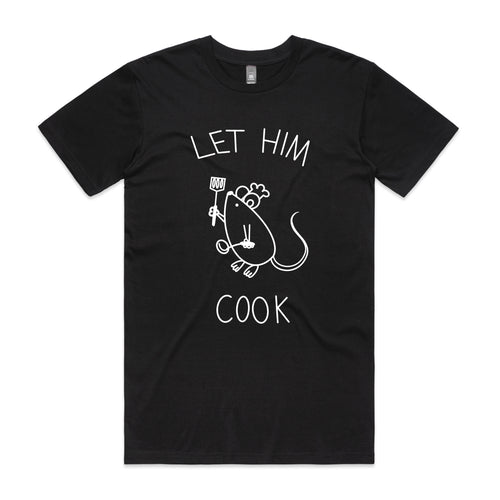 Let Him Cook Tee by Lonely Kids Club. All clothing from our T-shirts to our shorts and hoodies are ethically made, and printed packed and shipped from Sydney.