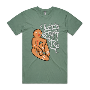 Lets Get Baked Tee by Lonely Kids Club. All clothing from our T-shirts to our shorts and hoodies are ethically made, and printed packed and shipped from Sydney.