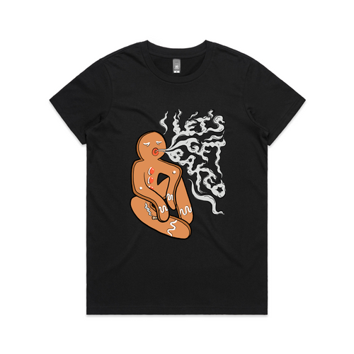 Lets Get Baked Tee by Lonely Kids Club. All clothing from our T-shirts to our shorts and hoodies are ethically made, and printed packed and shipped from Sydney.