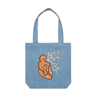 Let's Get Baked Tote by Lonely Kids Club. All clothing from our T-shirts to our shorts and hoodies are ethically made, and printed packed and shipped from Sydney.