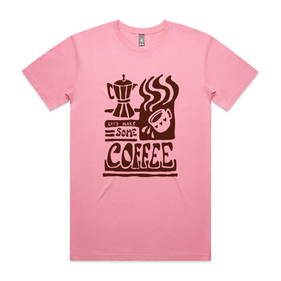 Let's Make Some Coffee Tee by Lonely Kids Club. All clothing from our T-shirts to our shorts and hoodies are ethically made, and printed packed and shipped from Sydney.