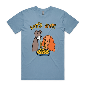 Let's Not Tee by Lonely Kids Club. All clothing from our T-shirts to our shorts and hoodies are ethically made, and printed packed and shipped from Sydney.