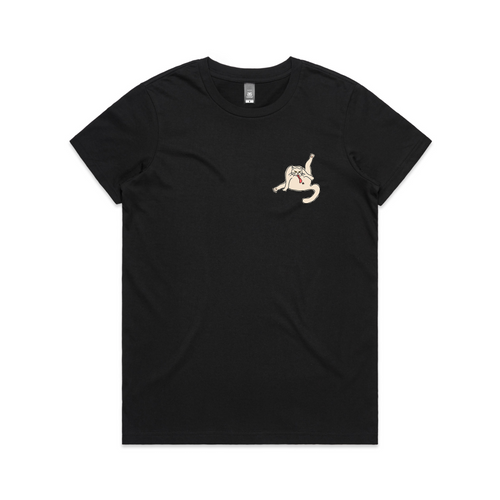 Licking Cat Tee by Lonely Kids Club. All clothing from our T-shirts to our shorts and hoodies are ethically made, and printed packed and shipped from Sydney.