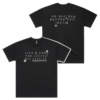 Life Is For The Living Oversized Tee by Lonely Kids Club. All clothing from our T-shirts to our shorts and hoodies are ethically made, and printed packed and shipped from Sydney.