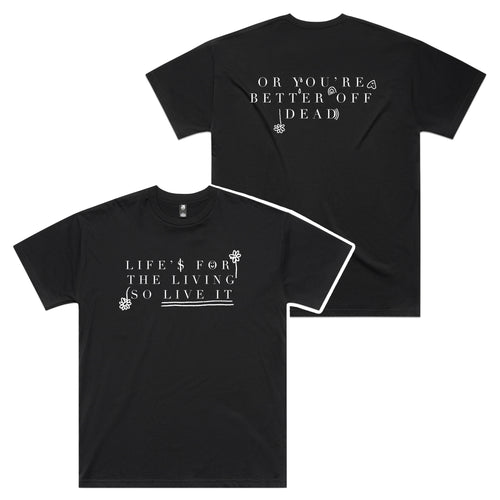 Life Is For The Living Oversized Tee by Lonely Kids Club. All clothing from our T-shirts to our shorts and hoodies are ethically made, and printed packed and shipped from Sydney.