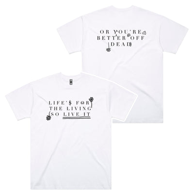 Life Is For The Living Oversized Tee by Lonely Kids Club. All clothing from our T-shirts to our shorts and hoodies are ethically made, and printed packed and shipped from Sydney.
