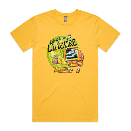 Late Nights On Limewire Tee by Lonely Kids Club. All clothing from our T-shirts to our shorts and hoodies are ethically made, and printed packed and shipped from Sydney.