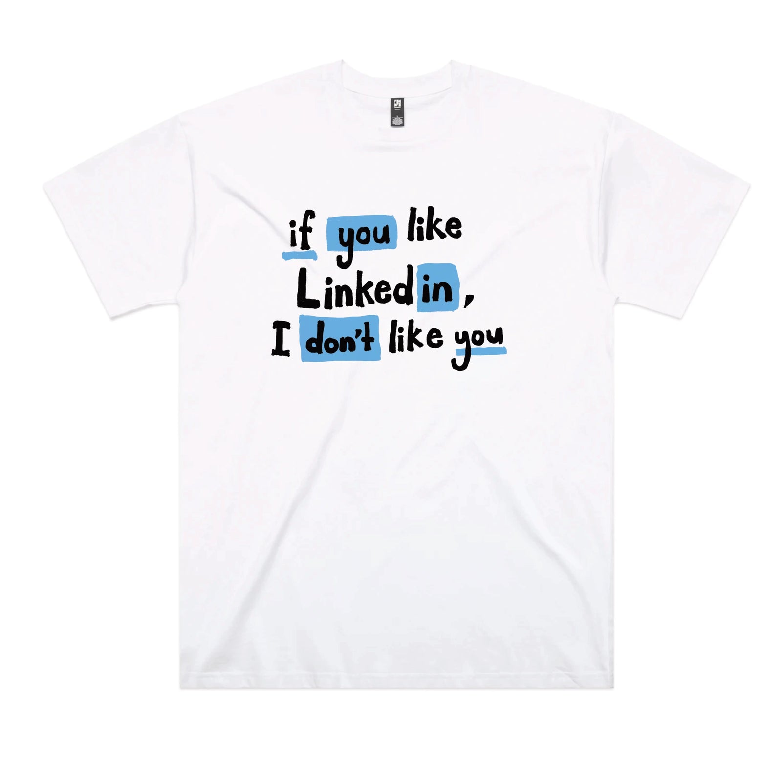 White oversized t-shirt with LinkedIn graphic by Lonely Kids Club