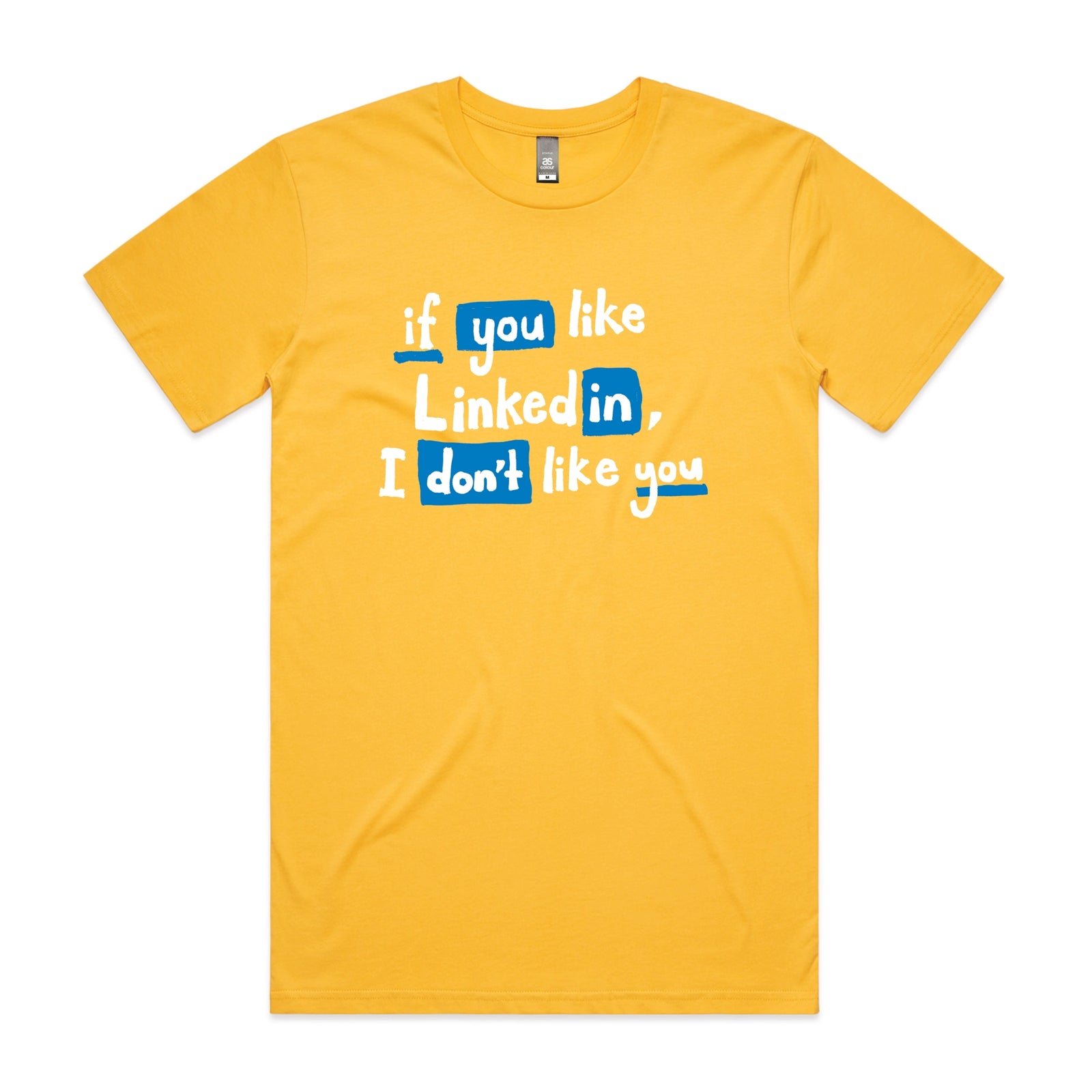 Yellow unisex t-shirt with LinkedIn graphic by Lonely Kids Club