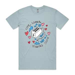 Live, Laugh, Toaster Bath Tee by Lonely Kids Club. All clothing from our T-shirts to our shorts and hoodies are ethically made, and printed packed and shipped from Sydney.