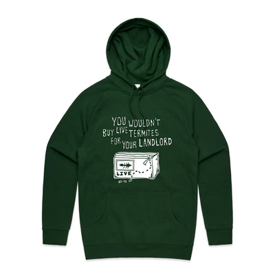 Live Termites Hoodie by Lonely Kids Club. All clothing from our T-shirts to our shorts and hoodies are ethically made, and printed packed and shipped from Sydney.