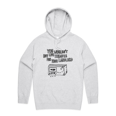 Live Termites Hoodie by Lonely Kids Club. All clothing from our T-shirts to our shorts and hoodies are ethically made, and printed packed and shipped from Sydney.