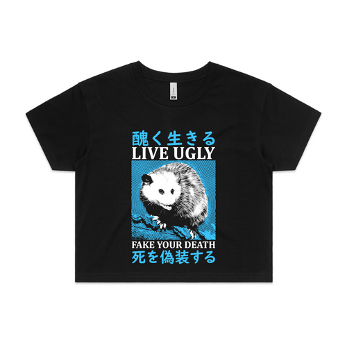 Live Ugly Tee by Lonely Kids Club. All clothing from our T-shirts to our shorts and hoodies are ethically made, and printed packed and shipped from Sydney.