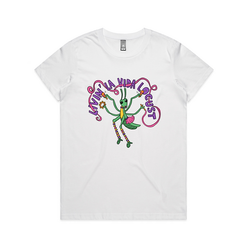 Livin' La Vida Locust Tee by Lonely Kids Club. All clothing from our T-shirts to our shorts and hoodies are ethically made, and printed packed and shipped from Sydney.