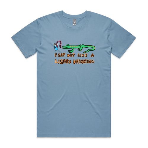 Lizard Drinking Tee by Lonely Kids Club. All clothing from our T-shirts to our shorts and hoodies are ethically made, and printed packed and shipped from Sydney.
