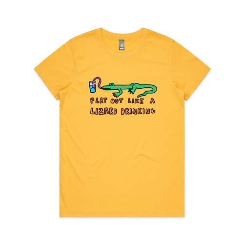 Lizard Drinking Tee by Lonely Kids Club. All clothing from our T-shirts to our shorts and hoodies are ethically made, and printed packed and shipped from Sydney.