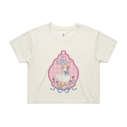 Lobotomy Duck Tee by Lonely Kids Club. All clothing from our T-shirts to our shorts and hoodies are ethically made, and printed packed and shipped from Sydney.