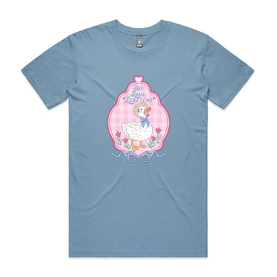 Lobotomy Duck Tee by Lonely Kids Club. All clothing from our T-shirts to our shorts and hoodies are ethically made, and printed packed and shipped from Sydney.