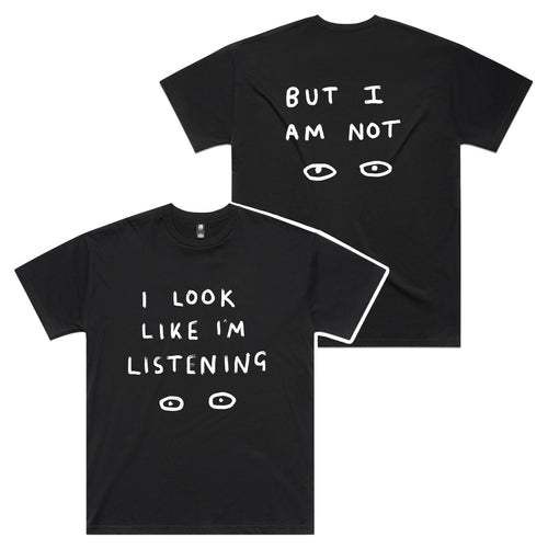 Look Like I'm Listening Oversized Tee by Lonely Kids Club. All clothing from our T-shirts to our shorts and hoodies are ethically made, and printed packed and shipped from Sydney.