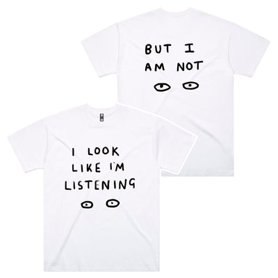 Look Like I'm Listening Oversized Tee by Lonely Kids Club. All clothing from our T-shirts to our shorts and hoodies are ethically made, and printed packed and shipped from Sydney.