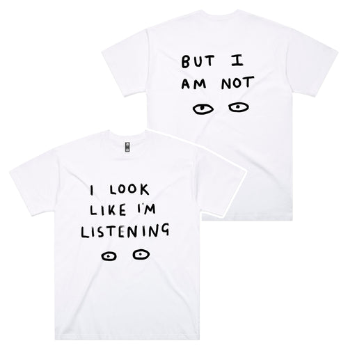 Look Like I'm Listening Oversized Tee by Lonely Kids Club. All clothing from our T-shirts to our shorts and hoodies are ethically made, and printed packed and shipped from Sydney.