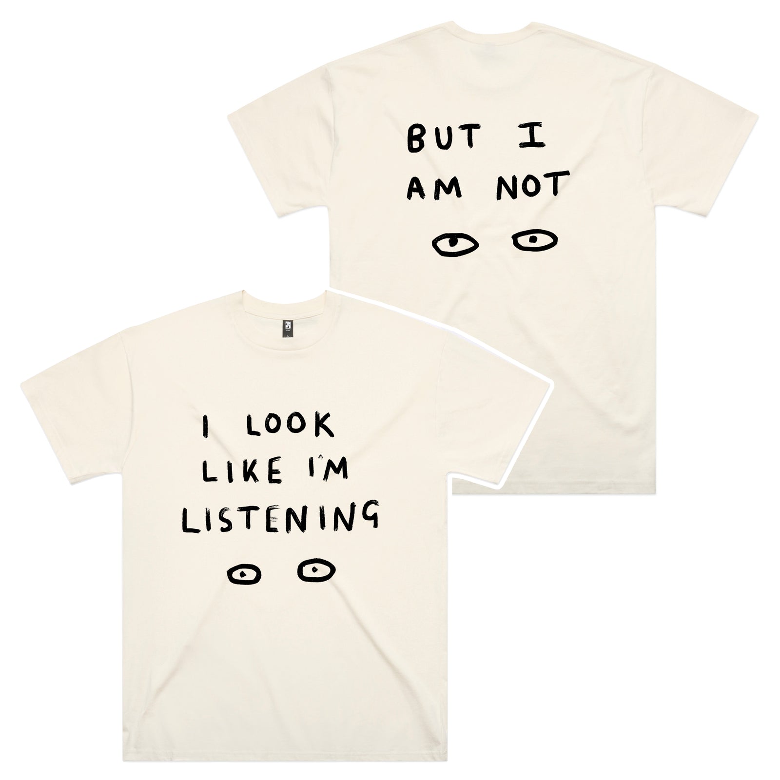 Look Like I'm Listening Oversized Tee by Lonely Kids Club. All clothing from our T-shirts to our shorts and hoodies are ethically made, and printed packed and shipped from Sydney.