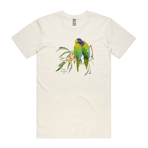 Lorikeet Lovers Tee by Lonely Kids Club. All clothing from our T-shirts to our shorts and hoodies are ethically made, and printed packed and shipped from Sydney.